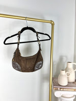 FRANCESCO BIASIA CHOCOLATE BROWN MONOGRAM SHOULDER BAG