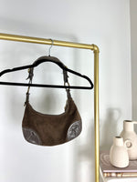 FRANCESCO BIASIA CHOCOLATE BROWN MONOGRAM SHOULDER BAG