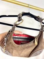 FRANCESCO BIASIA CHOCOLATE BROWN MONOGRAM SHOULDER BAG