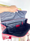 RALPH LAUREN CROC-EMBOSSED PATENT LEATHER SHOULDER BAG