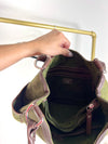RALPH LAUREN OLIVE GREEN MONOGRAM SHOULDER TOTE