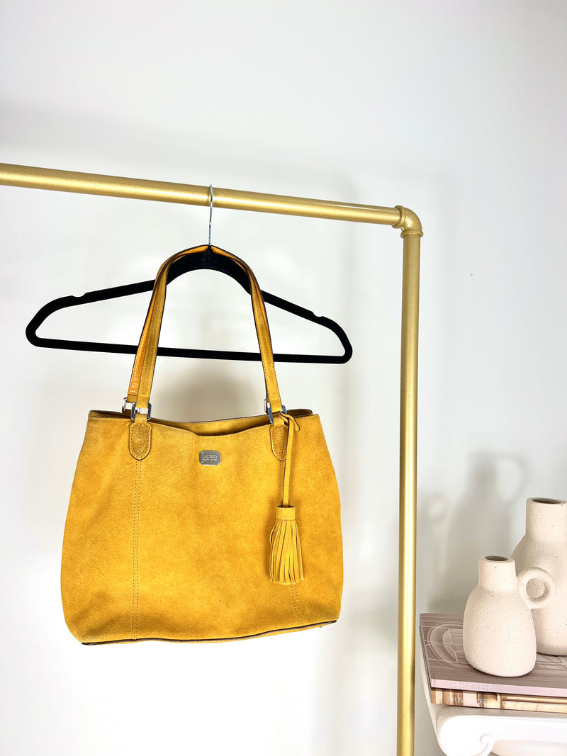 RALPH LAUREN MUSTARD SUEDE TOTE