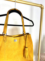 RALPH LAUREN MUSTARD SUEDE TOTE