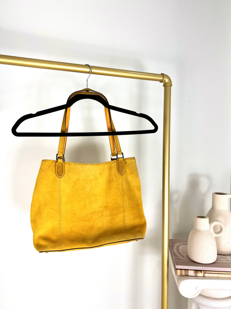 RALPH LAUREN MUSTARD SUEDE TOTE