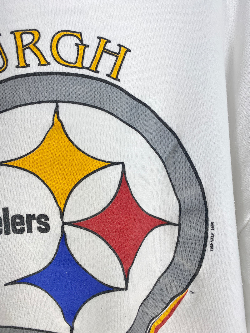 VINTAGE 1996 PITTSBURGH STEELERS WHITE CREWNECK