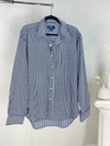 VINTAGE NAVY + WHITE STRIPED BUTTON-UP SHIRT
