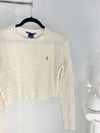 VINTAGE RALPH LAUREN CROPPED CREAM CABLE KNIT SWEATER