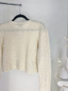 VINTAGE RALPH LAUREN CROPPED CREAM CABLE KNIT SWEATER