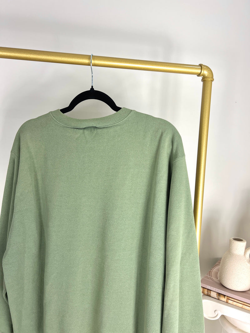 VINTAGE 90s SAGE GREEN NIKE MINI SWOOSH CREWNECK