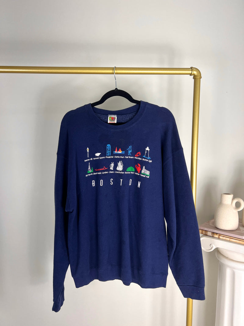 VINTAGE NAVY BOSTON LANDMARK CREWNECK