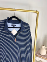 VINTAGE NAVY STRIPED QUARTER ZIP SWEATSHIRT