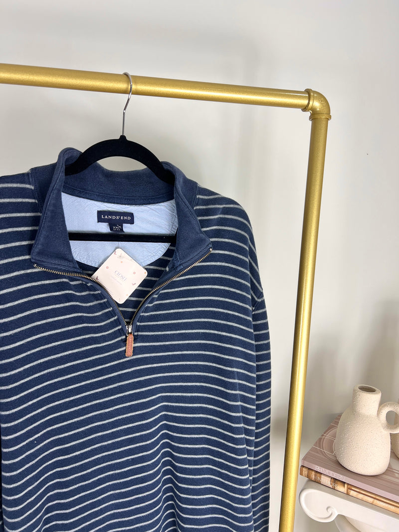 VINTAGE NAVY STRIPED QUARTER ZIP SWEATSHIRT