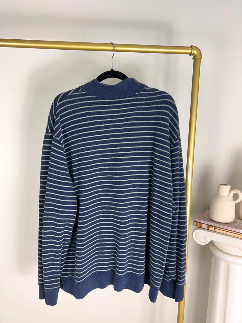 VINTAGE NAVY STRIPED QUARTER ZIP SWEATSHIRT
