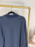 VINTAGE NAVY STRIPED QUARTER ZIP SWEATSHIRT