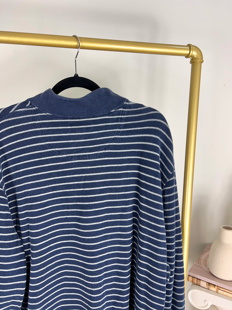 VINTAGE NAVY STRIPED QUARTER ZIP SWEATSHIRT