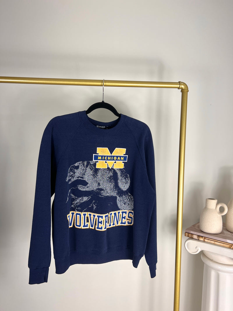 VINTAGE NAVY UNIVERSITY OF MICHIGAN WOLVERINES CREWNECK