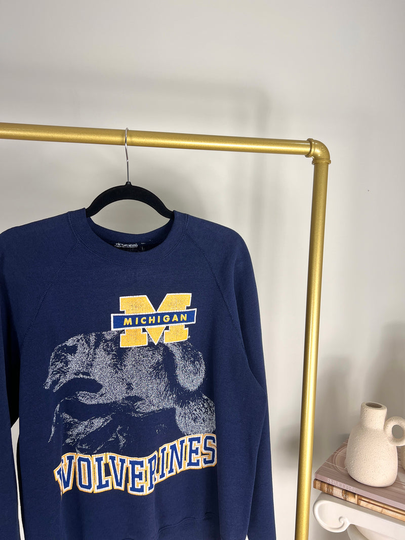 VINTAGE NAVY UNIVERSITY OF MICHIGAN WOLVERINES CREWNECK