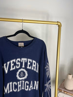 VINTAGE NAVY WESTERN MICHIGAN UNIVERSITY CREWNECK