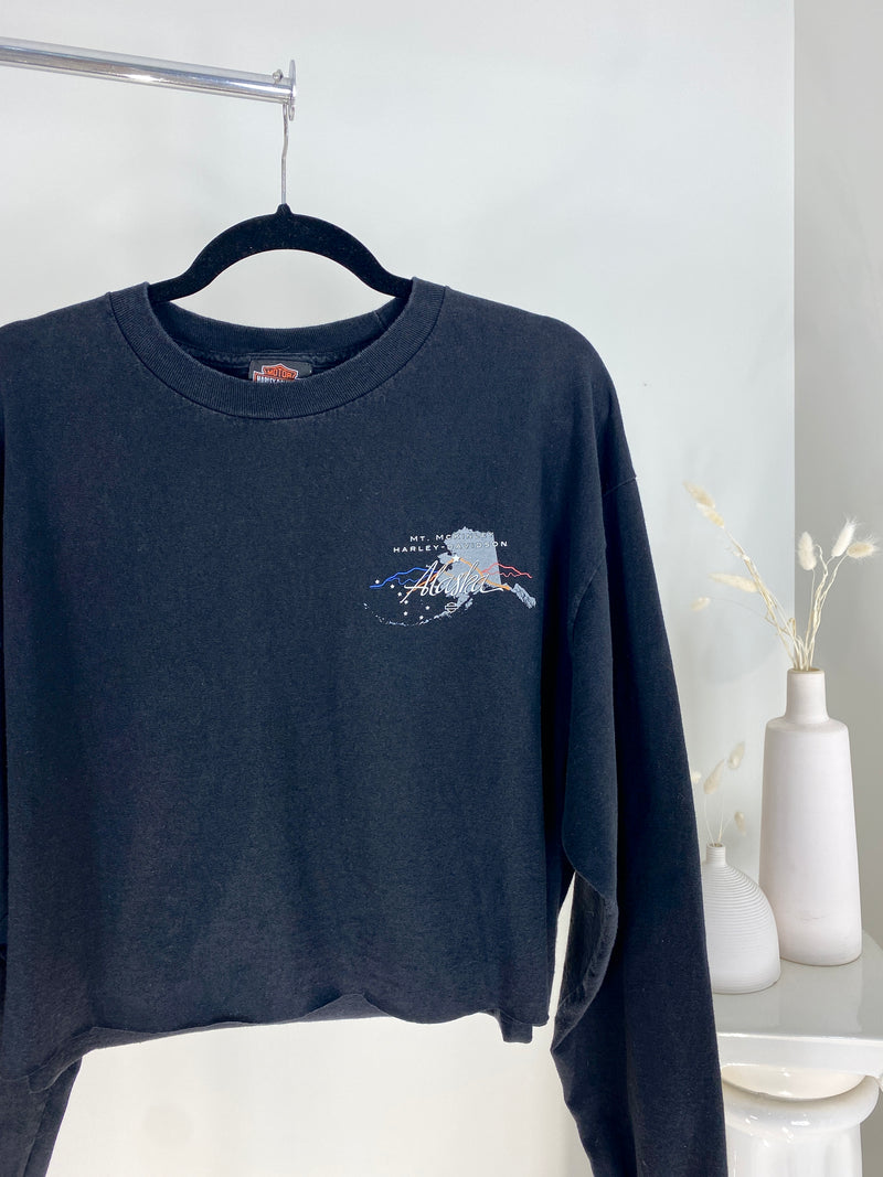 VINTAGE BLACK WOLF HARLEY DAVIDSON ALASKA LONG SLEEVE T-SHIRT