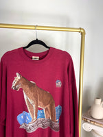 VINTAGE BURGUNDY COUGAR GRAPHIC CREWNECK