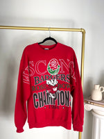 VINTAGE 1994 RED WISCONSIN BADGERS ROSE BOWL CHAMPION CREWNECK