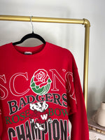 VINTAGE 1994 RED WISCONSIN BADGERS ROSE BOWL CHAMPION CREWNECK