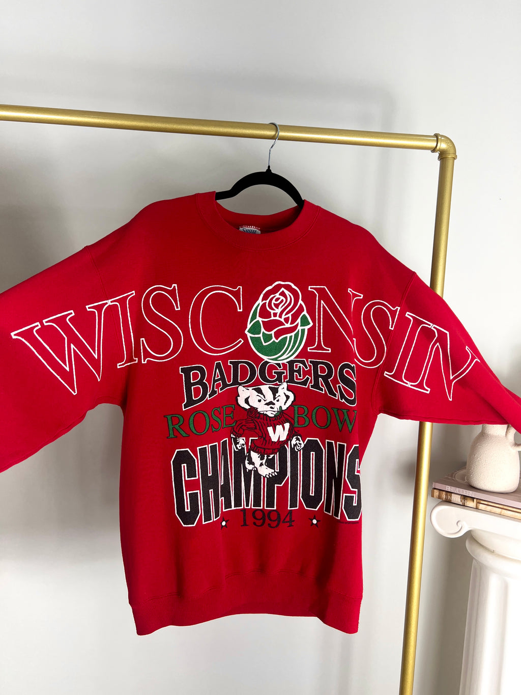 VINTAGE 1994 RED WISCONSIN BADGERS ROSE BOWL CHAMPION CREWNECK