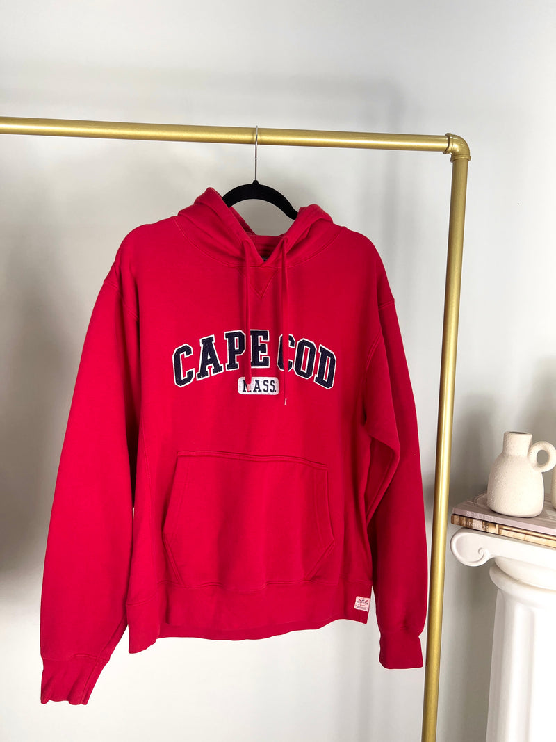 RED EMBROIDERED CAPE COD COASTAL DESTINATION HOODIE