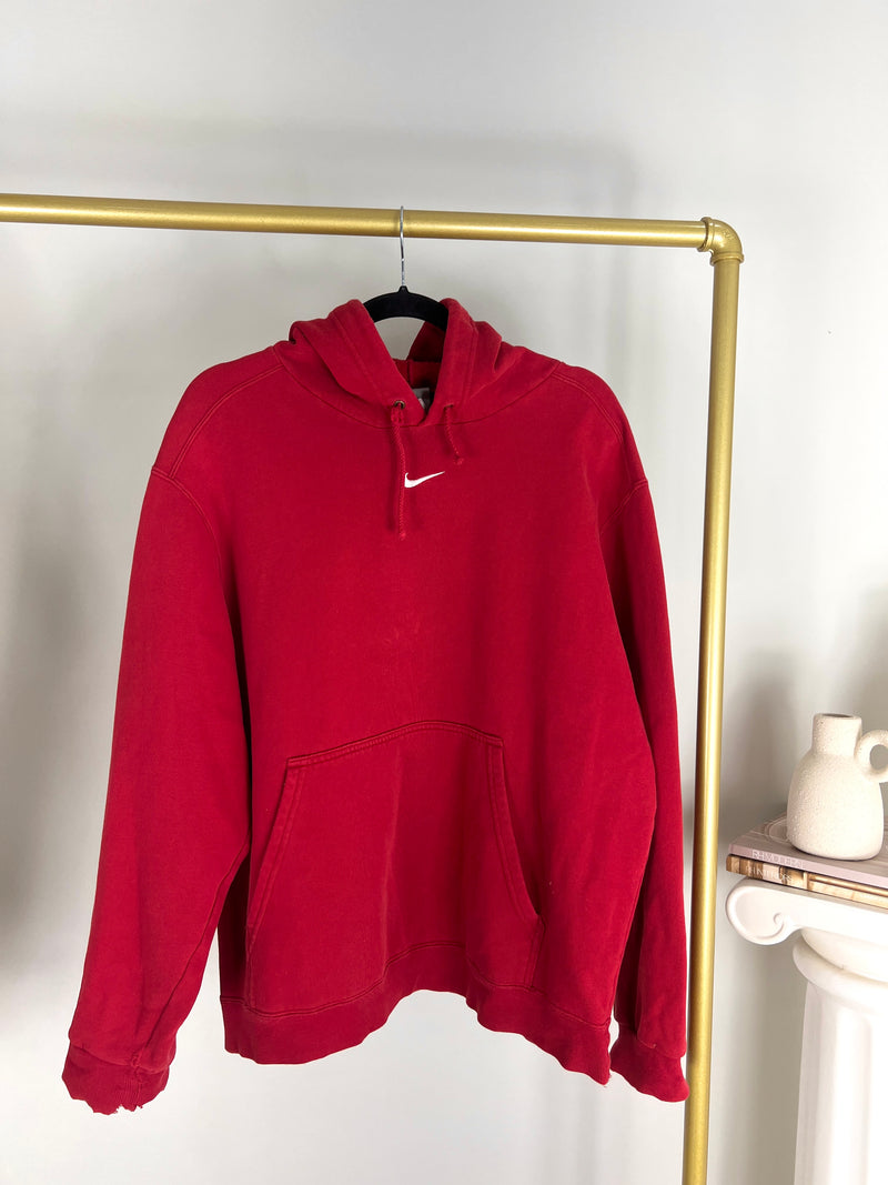 VINTAGE RED NIKE CENTRE SWOOSH HOODIE