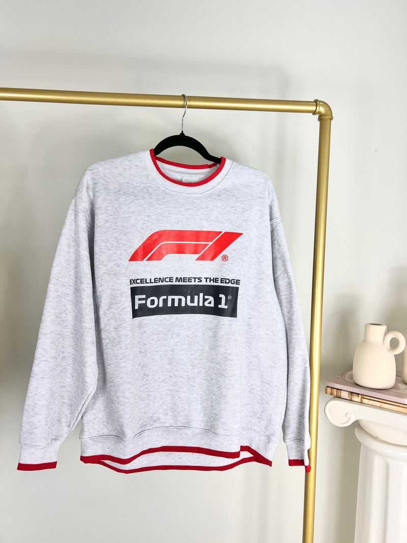 LIGHT GREY FORMULA 1 CREWNECK