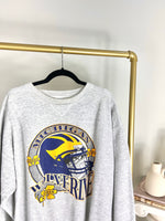 VINTAGE LIGHT GREY UNIVERSITY OF MICHIGAN WOLVERINES CREWNECK