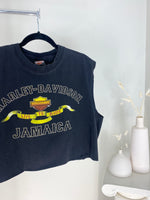 VINTAGE CROPPED BLACK HARLEY DAVIDSON JAMAICA T-SHIRT