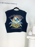 VINTAGE CROPPED BLACK HARLEY DAVIDSON JAMAICA T-SHIRT