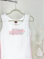 VINTAGE WHITE + PINK HARLEY DAVIDSON MYRTLE BEACH TANK