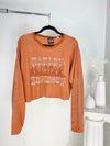 CROPPED ORANGE HARLEY DAVIDSON MIAMI SPELL-OUT LONG SLEEVE T-SHIRT