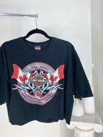 VINTAGE CROPPED BLACK HARLEY DAVIDSON ALBERTA T-SHIRT