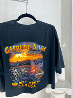 VINTAGE CROPPED BLACK HARLEY DAVIDSON ALBERTA T-SHIRT