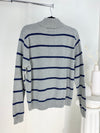 VINTAGE RALPH LAUREN GREY STRIPED QUARTER ZIP SWEATER