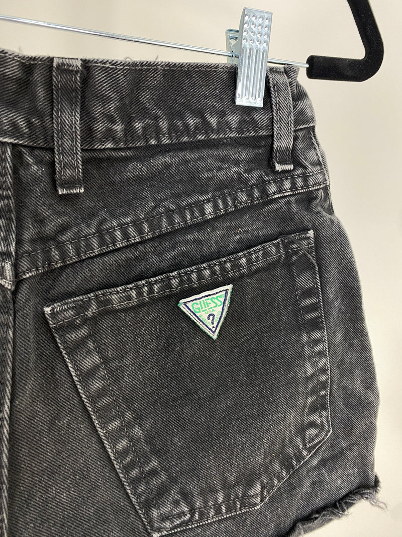 VINTAGE BLACK WASH GUESS DENIM CUTOFFS - SIZE 2