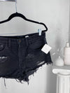 VINTAGE BLACK WASH LEVI'S DENIM CUTOFFS - SIZE 6