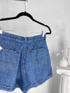 VINTAGE MEDIUM/DARK WASH WOOLRICH DENIM SHORTS - SIZE 6-8
