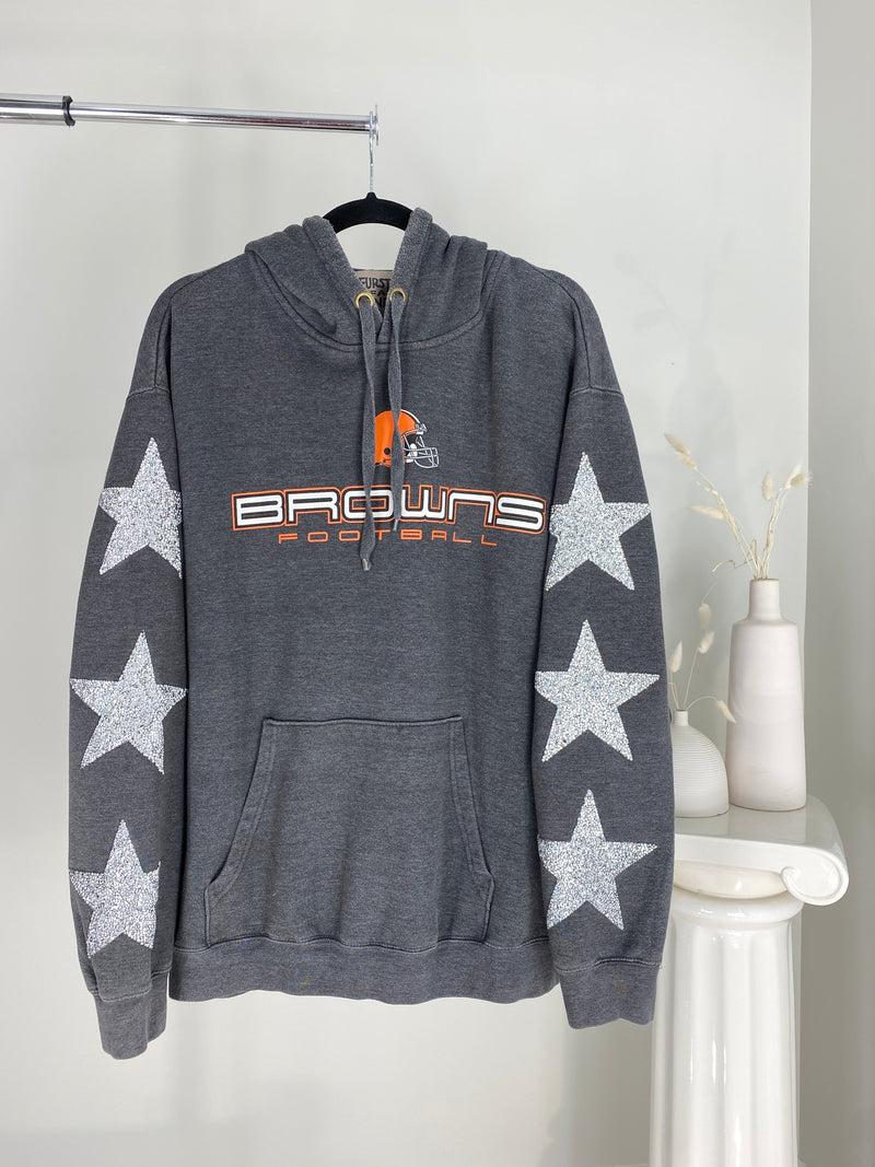 VINTAGE CLEVELAND BROWNS SILVER STAR PATCH HOODIE
