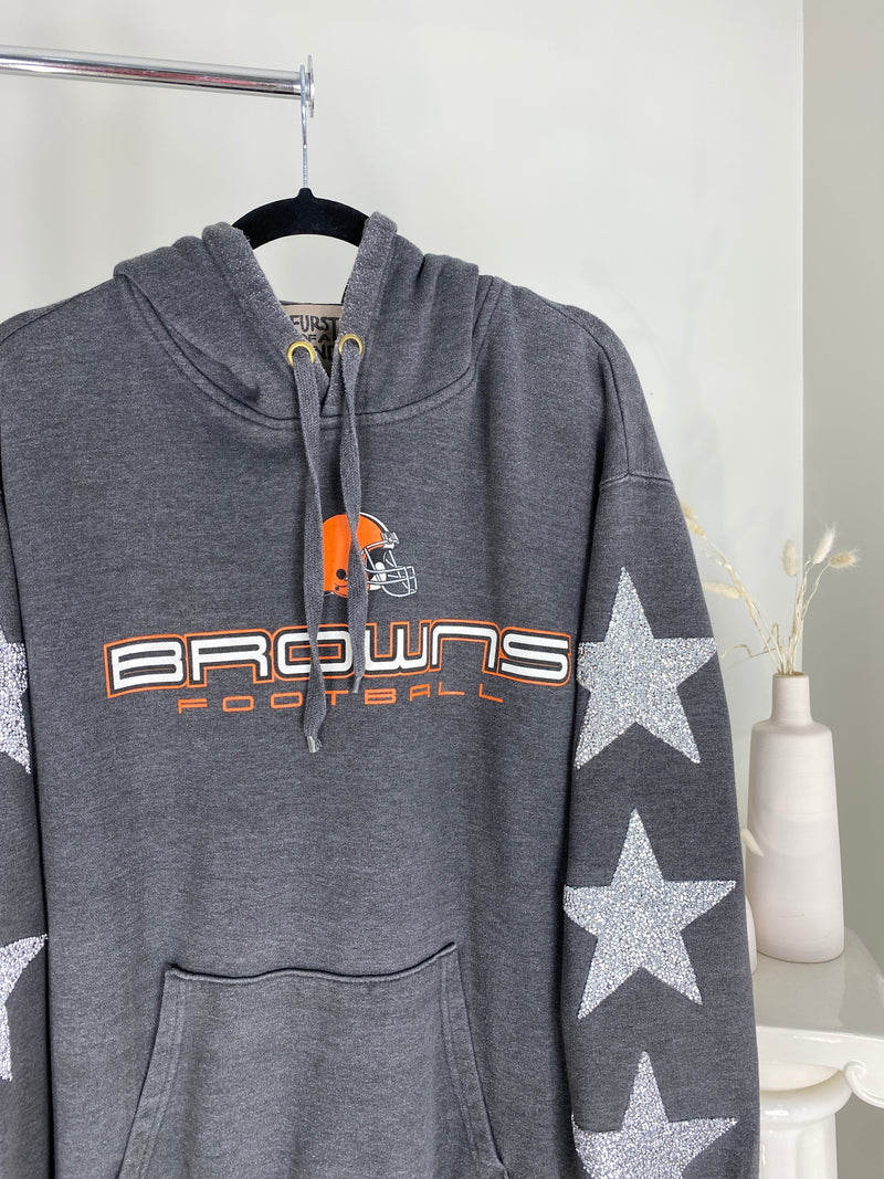 VINTAGE CLEVELAND BROWNS SILVER STAR PATCH HOODIE