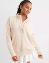 AERIE CREAM BUTTON UP HENLEY SWEATSHIRT