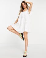 WHITE ASOS EYELIT BABYDOLL DRESS
