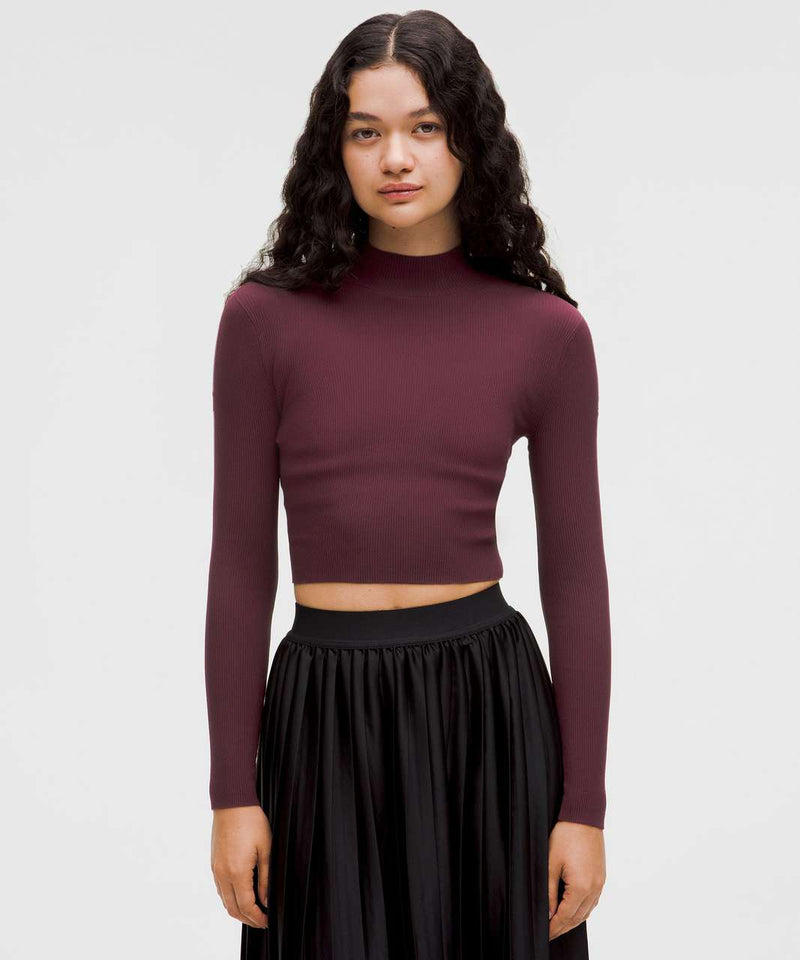 LULULEMON RIBBED KNIT TWIST BACK MOCK NECK SWEATER