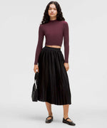 LULULEMON RIBBED KNIT TWIST BACK MOCK NECK SWEATER