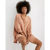 AERIE OVERSIZED GAUZE BUTTON-UP TAN SHIRT