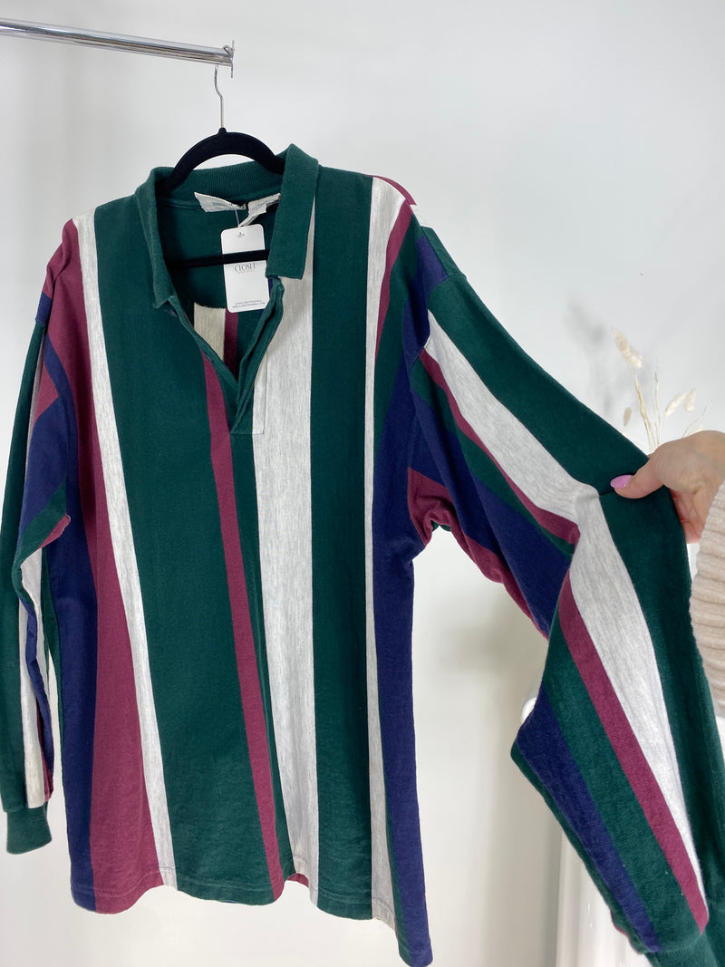 VINTAGE STRIPED COLLARED RUGBY SHIRT