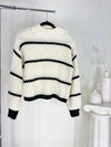 STRIPED MOCK NECK KNIT SWEATER